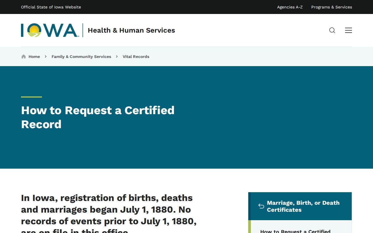Cedar Rapids residents directory certified vital record instructions